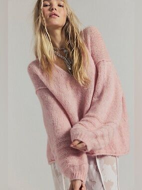 934. FREE PEOPLE Marina SoftSpun Knit Sweater in Coral Pink Sz XS NWT $198